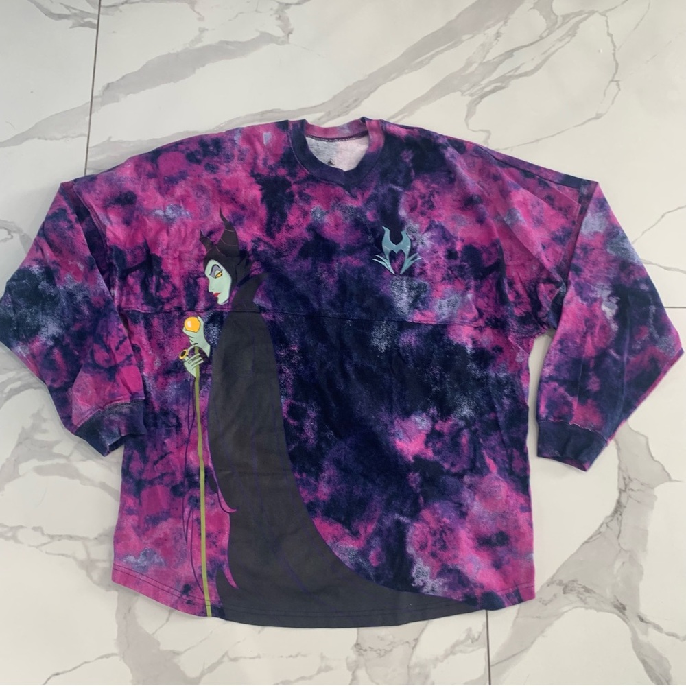 Disney Maleficent Shirt Womens XL Purple Black Spirit Jersey Tie Dye Graphic